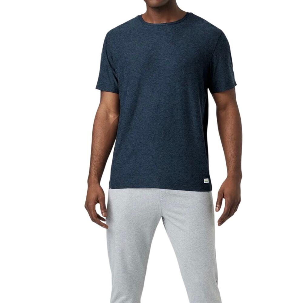 Men’s S Vuori Strato Tech Tee Shirt Heathered Blue Performance Soft Athleisure